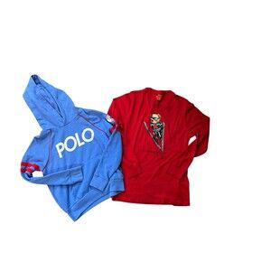 Ralph Lauren Polo Boys Lot of 2 Sz XL 16 Hoodie Sweatshirt Teddy Bear Shirts